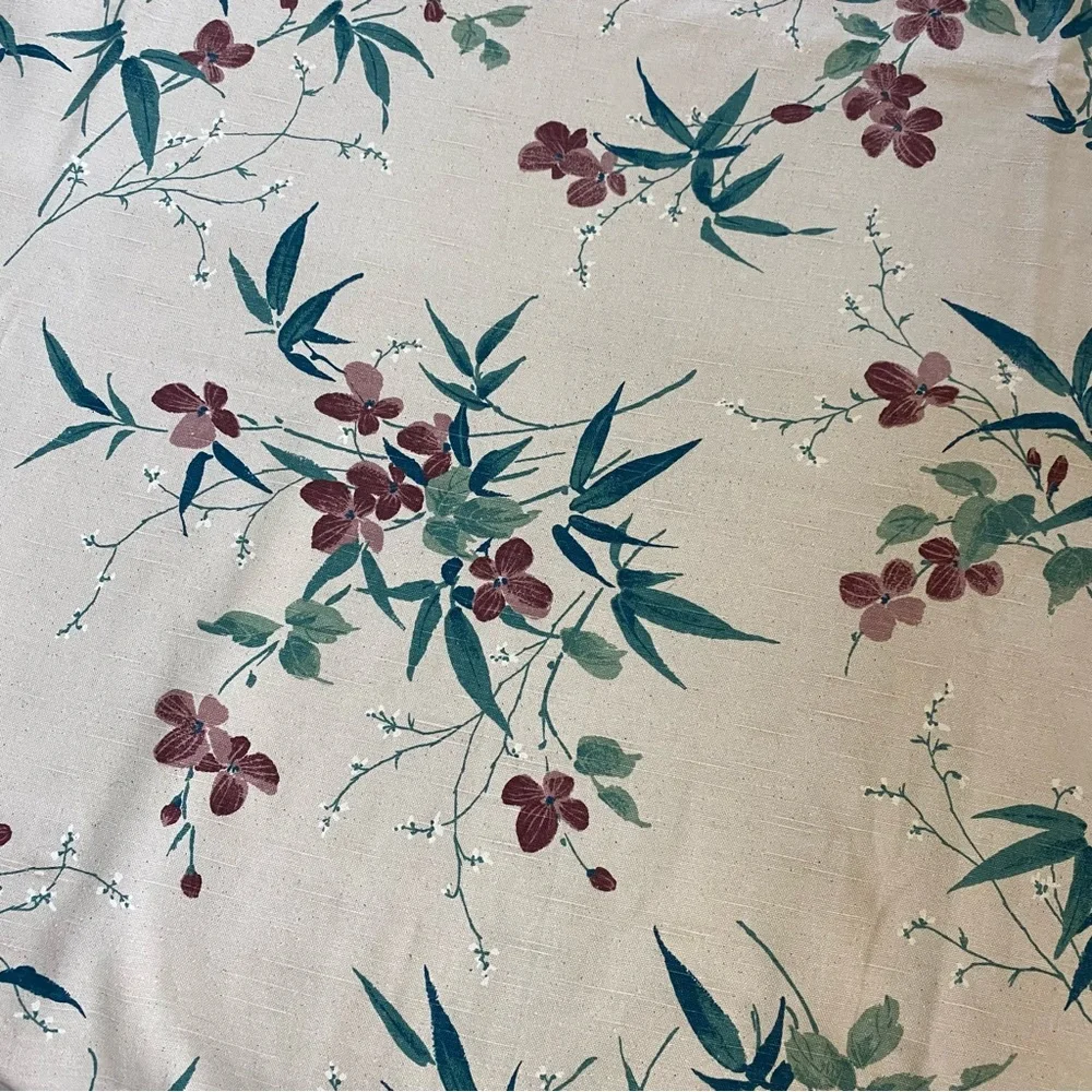 Vintage Floral Drapery Curtain Panel Screen Print 75”x80”